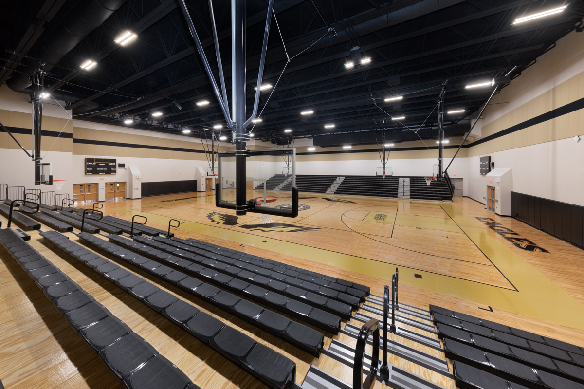 Interior design view of the gym at Gateway High School in Fort Myers, FL.